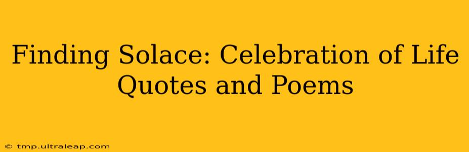 Finding Solace: Celebration of Life Quotes and Poems