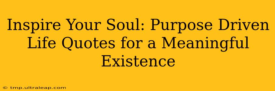 Inspire Your Soul: Purpose Driven Life Quotes for a Meaningful Existence