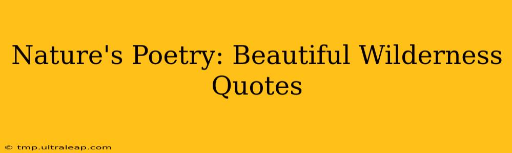 Nature's Poetry: Beautiful Wilderness Quotes