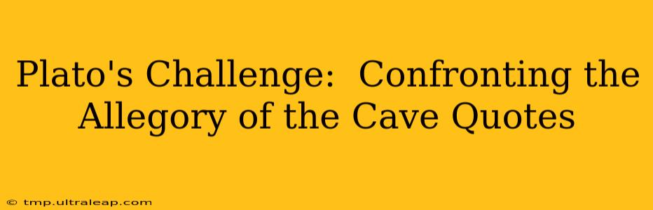 Plato's Challenge:  Confronting the Allegory of the Cave Quotes