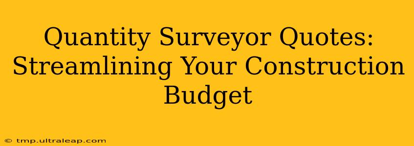 Quantity Surveyor Quotes:  Streamlining Your Construction Budget