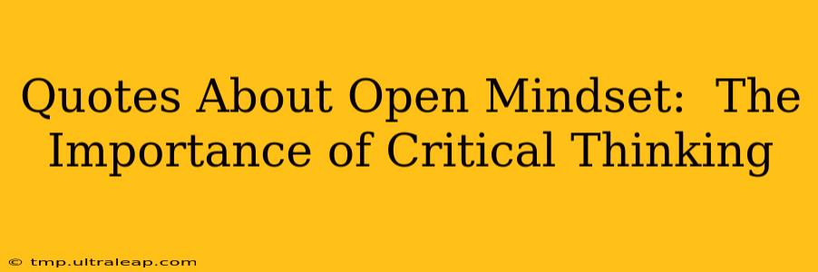 Quotes About Open Mindset:  The Importance of Critical Thinking