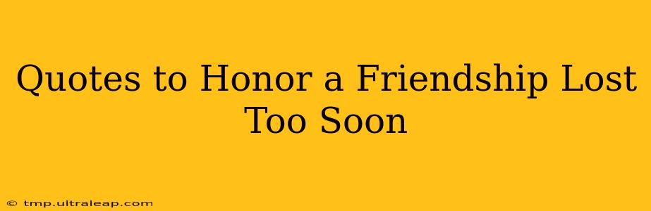 Quotes to Honor a Friendship Lost Too Soon