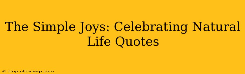 The Simple Joys: Celebrating Natural Life Quotes